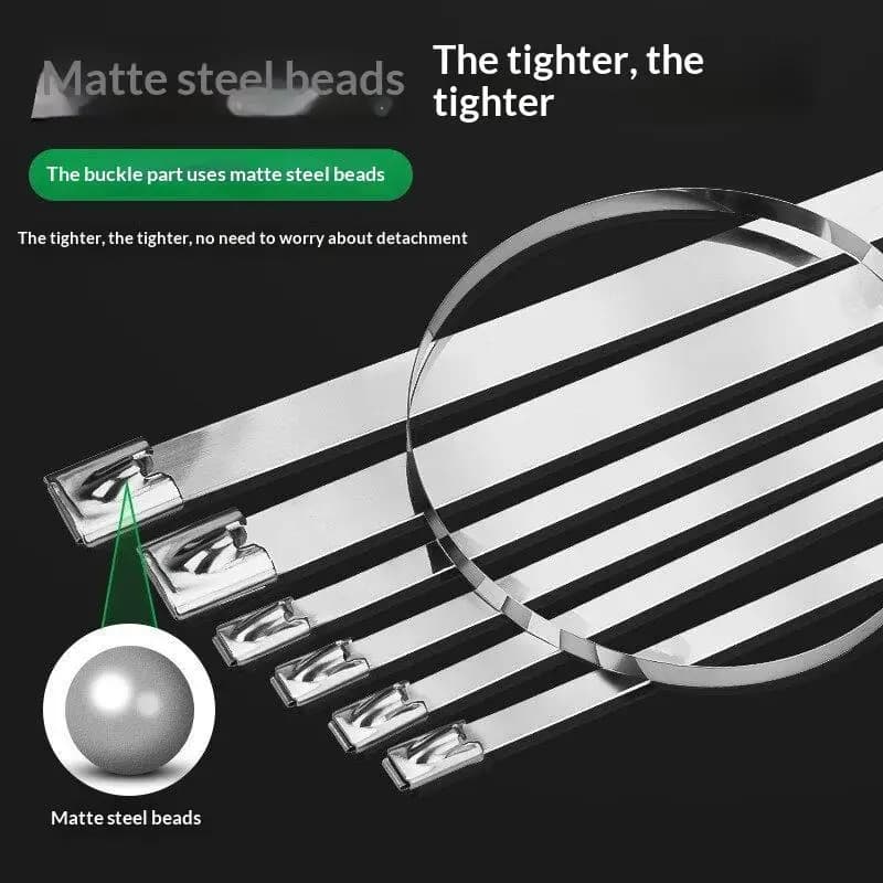 100Pcs Metal Zip Ties Stainless Steel Heavy Duty Multi-purpose Self-locking Cable Zip Ties Strap Self Locking Fastening Rings