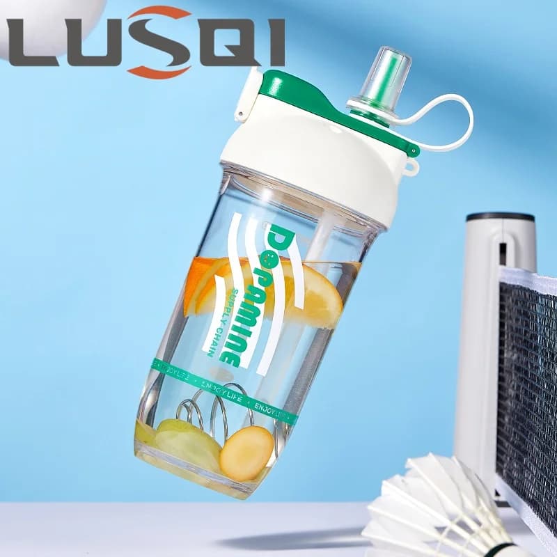 LUSQI 1PC 750ML Double Drink Shaker Water Bottle Protein Powder Shaker Mixing Cup for Fitness Gym Shaker Portable Water Bottle