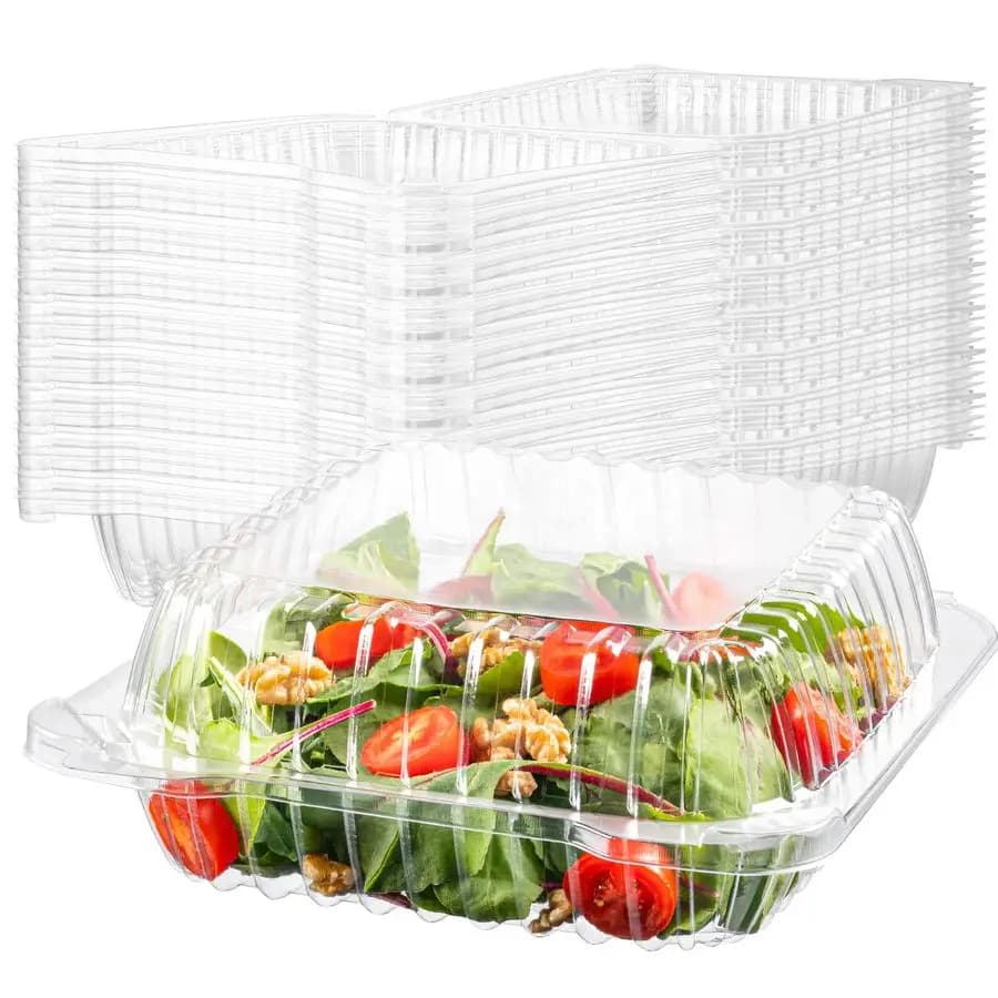 Transparent Plastic Containers, 8 X 8 X 3 with Hinge Cover, Containers for Takeaway Food, Strawberry Boxes, Supplies for Pastry, Cake