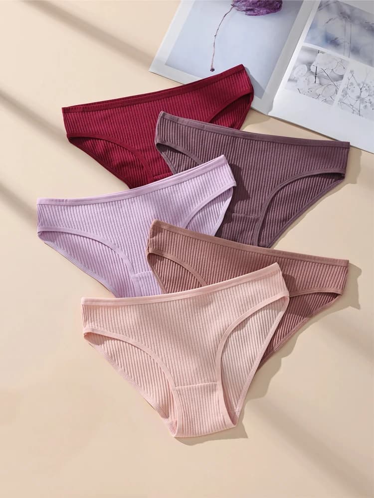 5 Pz/set Mutandine da Donna Slip a Righe Biancheria Intima da Donna Vita Bassa Mutandine di Cotone Sexy Mutande da Donna Morbide Lingerie Femminile S-XXL