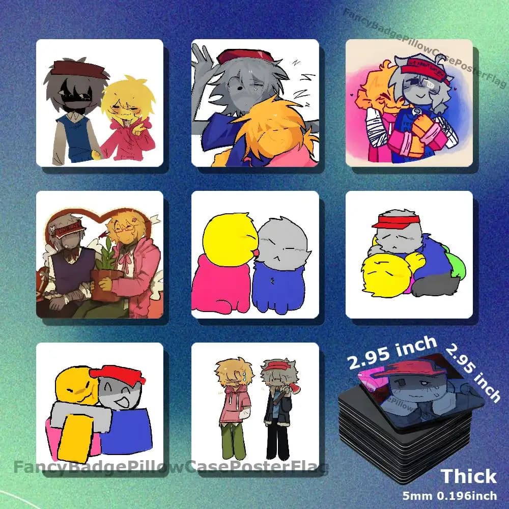 B-Bad Things Andrew Ivan Acrylic Refrigerator Magnets Square Tiles with Magnetic Sheets for Home Decoration