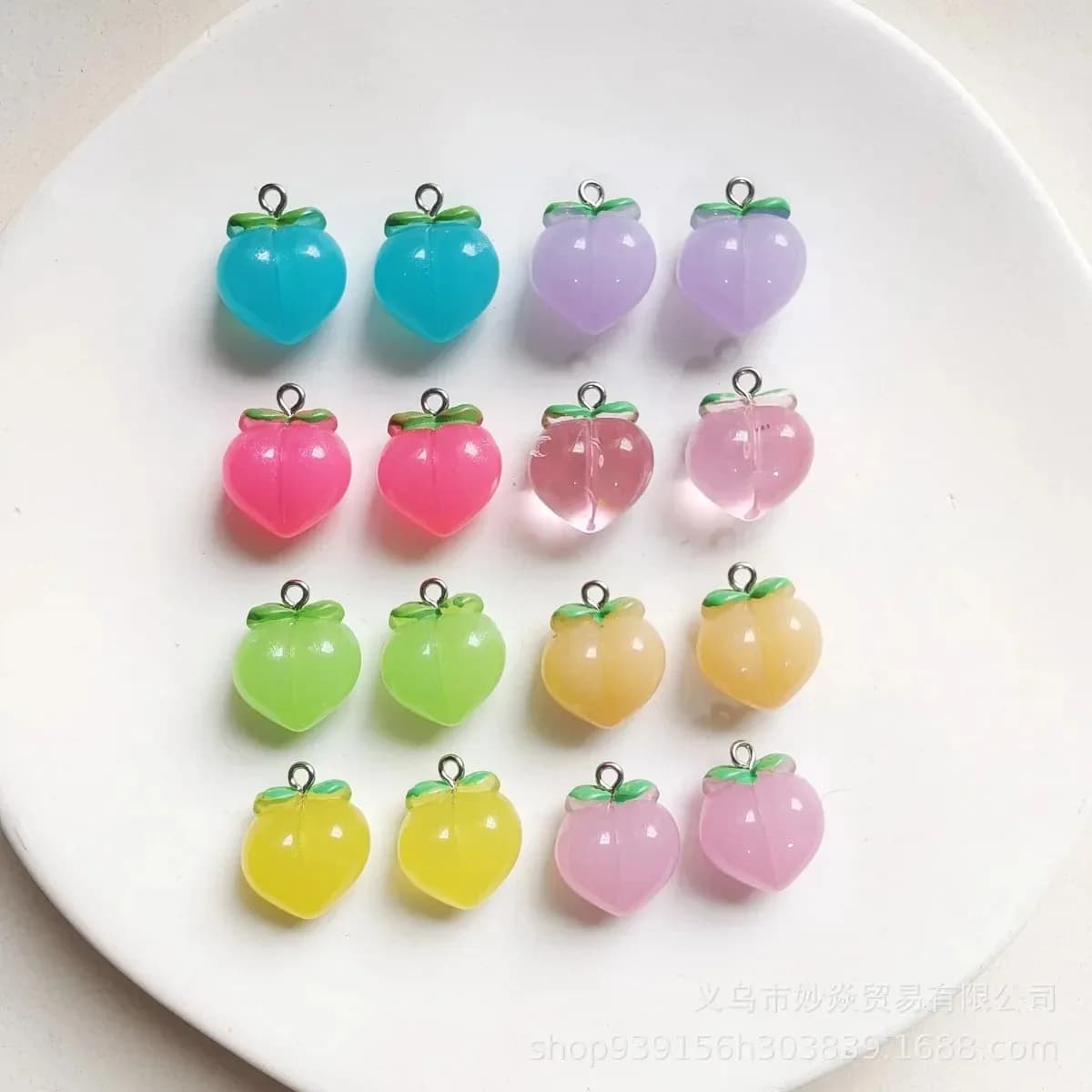 SG10 Carino 10 Pz 20mm Trasparente Frutta Pesca Piatto Fatto A Mano Pendenti e Ciondoli Che Fanno Accessori Orecchini FAI DA TE Collana Ciondolo Popolare