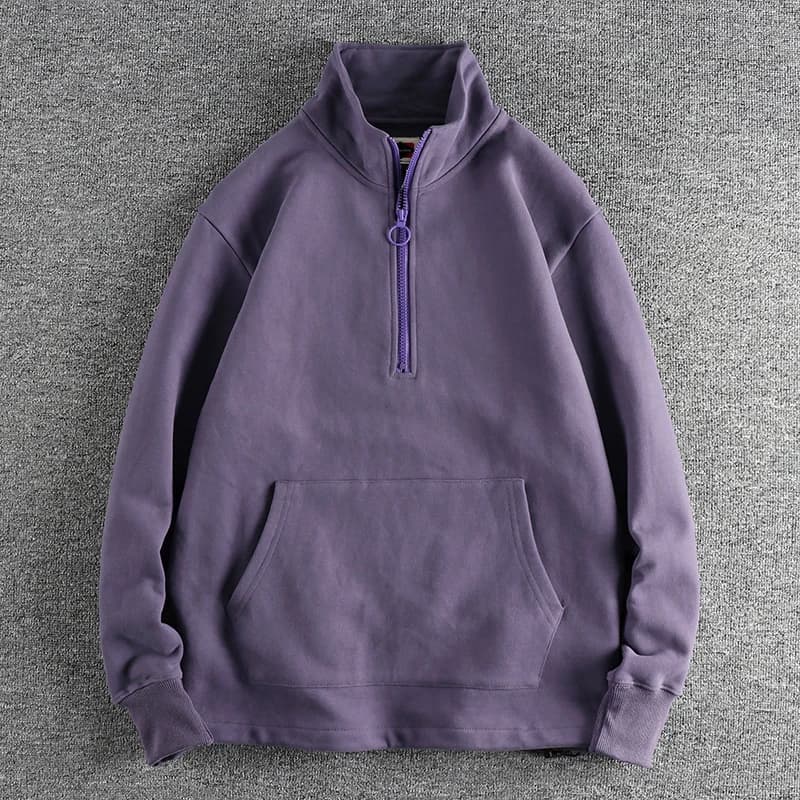 Felpa con Cappuccio in Pile Spesso da Uomo, Stile Casual, Mezza Apertura sul Collo, Moda Autunno Inverno, Abbinabile a Tutto, Streetwear