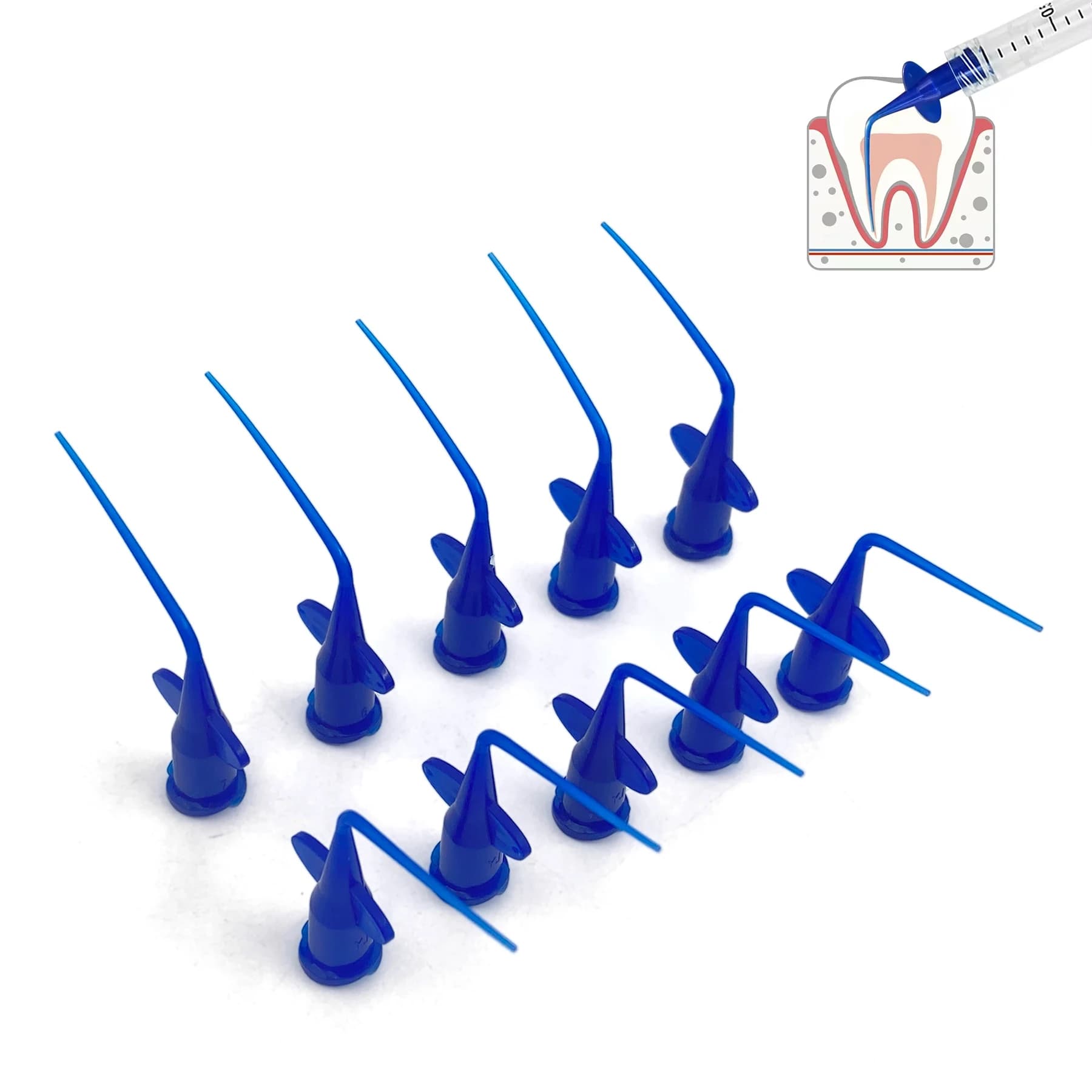 Tomenty 100 pcs Use And Drop Irrigation Dental Rinse Tips Flexible Resin Composite Rinse Point Endo Ago Soft for Tooth Whitening
