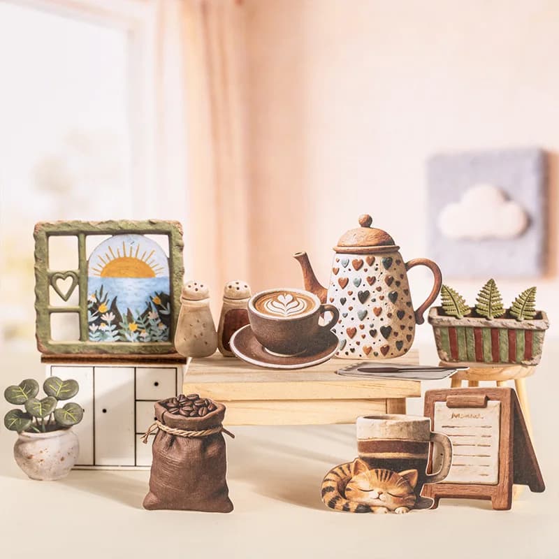 Confezione da 1/2 Pacchi di Adesivi Vintage Europei, Serie Collezione Life in Argilla Polimerica, Materiali Creativi per Fai-da-Te, 6 Stili