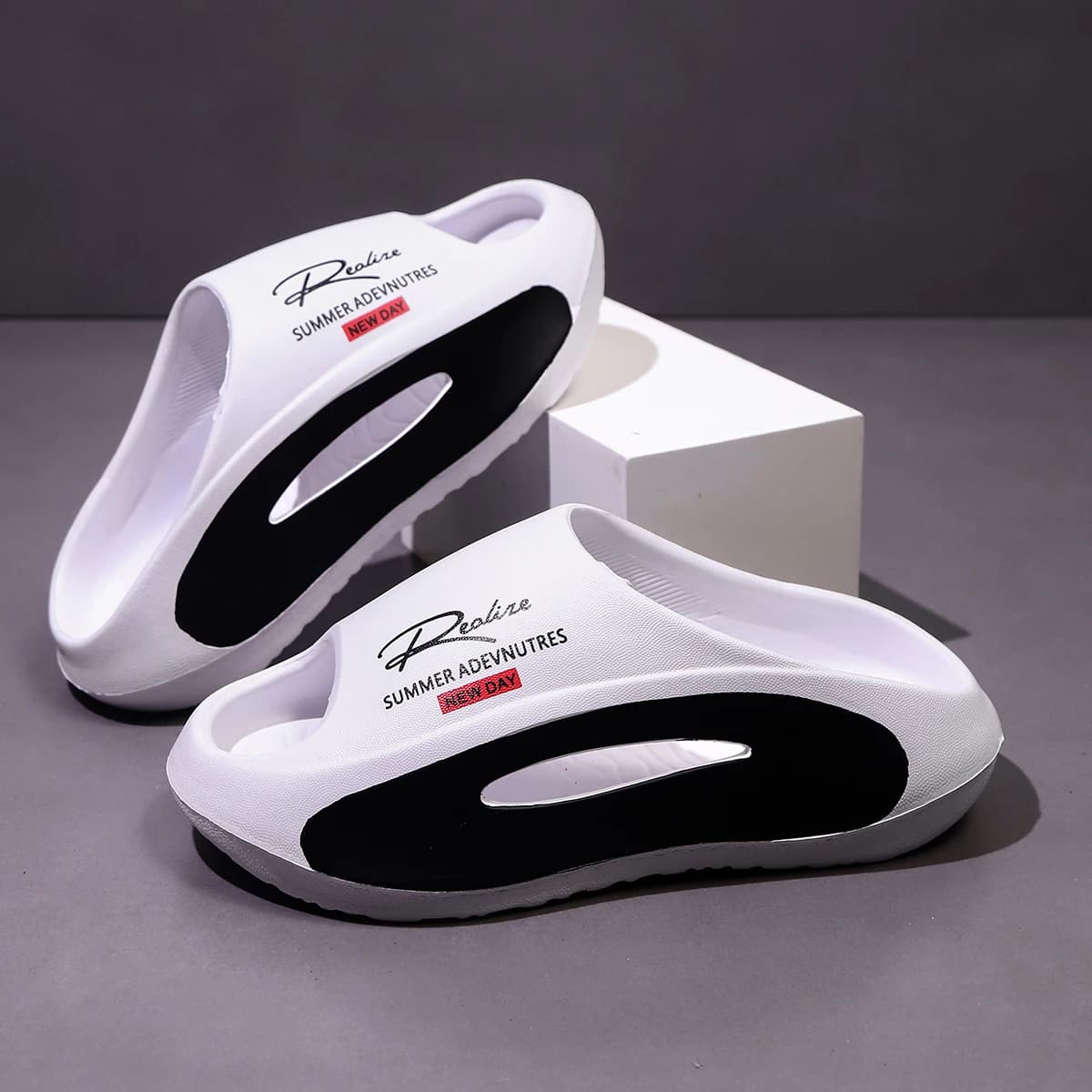 Sandali slip-on casual da uomo: materiale EVA leggero, design a punta aperta, comfort per tutte le stagioni per abbigliamento casual, sandalo con cinturino