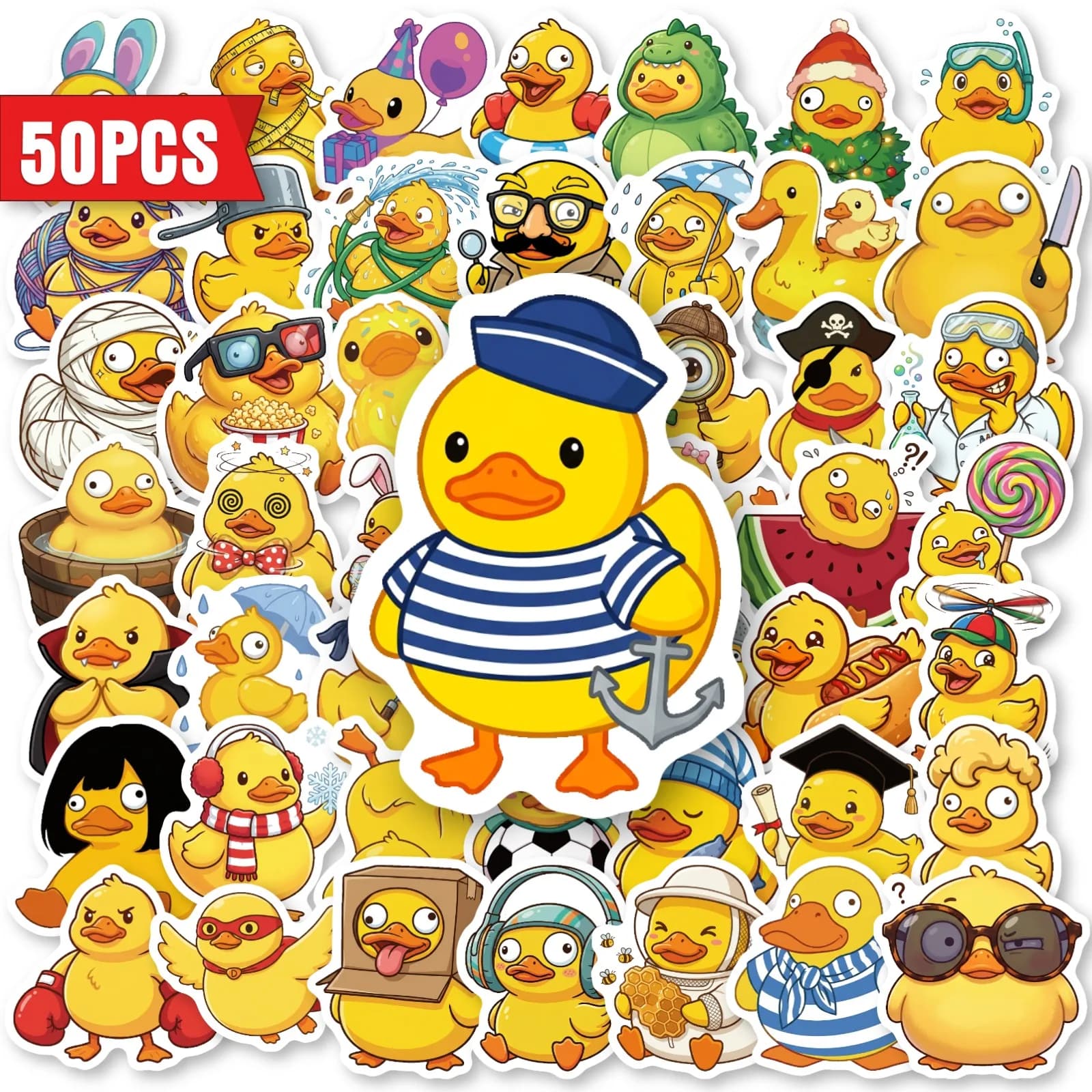 10/30/50Ps Cute Funny Small Duck Stickers Pack Waterproof Decals for Scrapbook Phone Helmet Car Stationery Box File Folder Skate