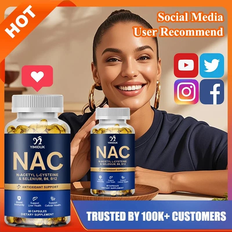 High Potency NAC Supplement, with Vitamin B12, for Skin Hydration, Antioxidant, Immune, Cellular Health, Detoxification, Non-GMO