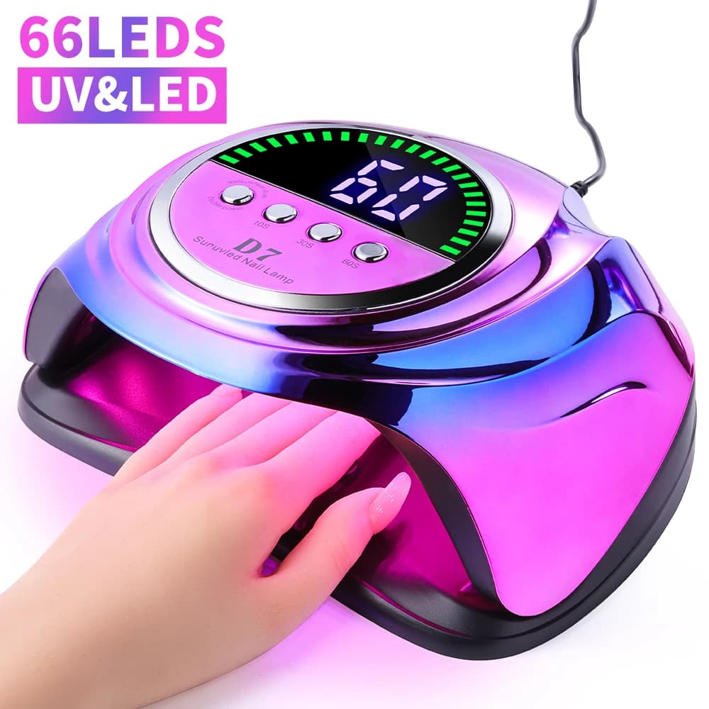 Lampada per unghie UV 66LED da 208 W con display dinamico Design per unghie in gel UV Smalto a polimerizzazione rapida Asciugatrice per manicure Strumenti per nail art per salone di casa