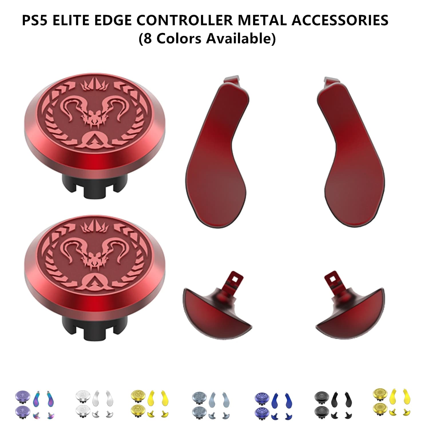 Set cappuccio e pagaia per joystick in metallo 6 in 1 per controller PS5 Elite, accessori, include joystick, pagaie e squisita confezione regalo