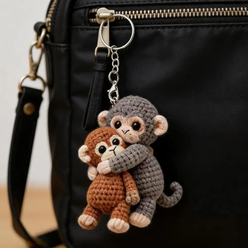 Adorable Ring Door Monkey Shape, Accessories for Backpacks and Vehicles, Easy to Clean, Plastic Surfaces, Funny Gift