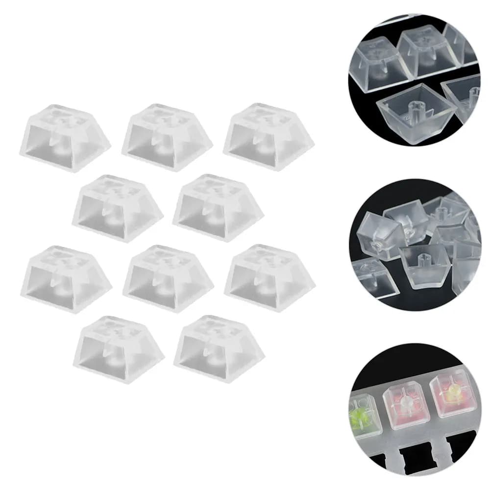 10Pcs Crystal Keycap for Mechanical Keyboard Translucent Unprinted Blank Keycap Cover with Enhanced Backlight Visibility