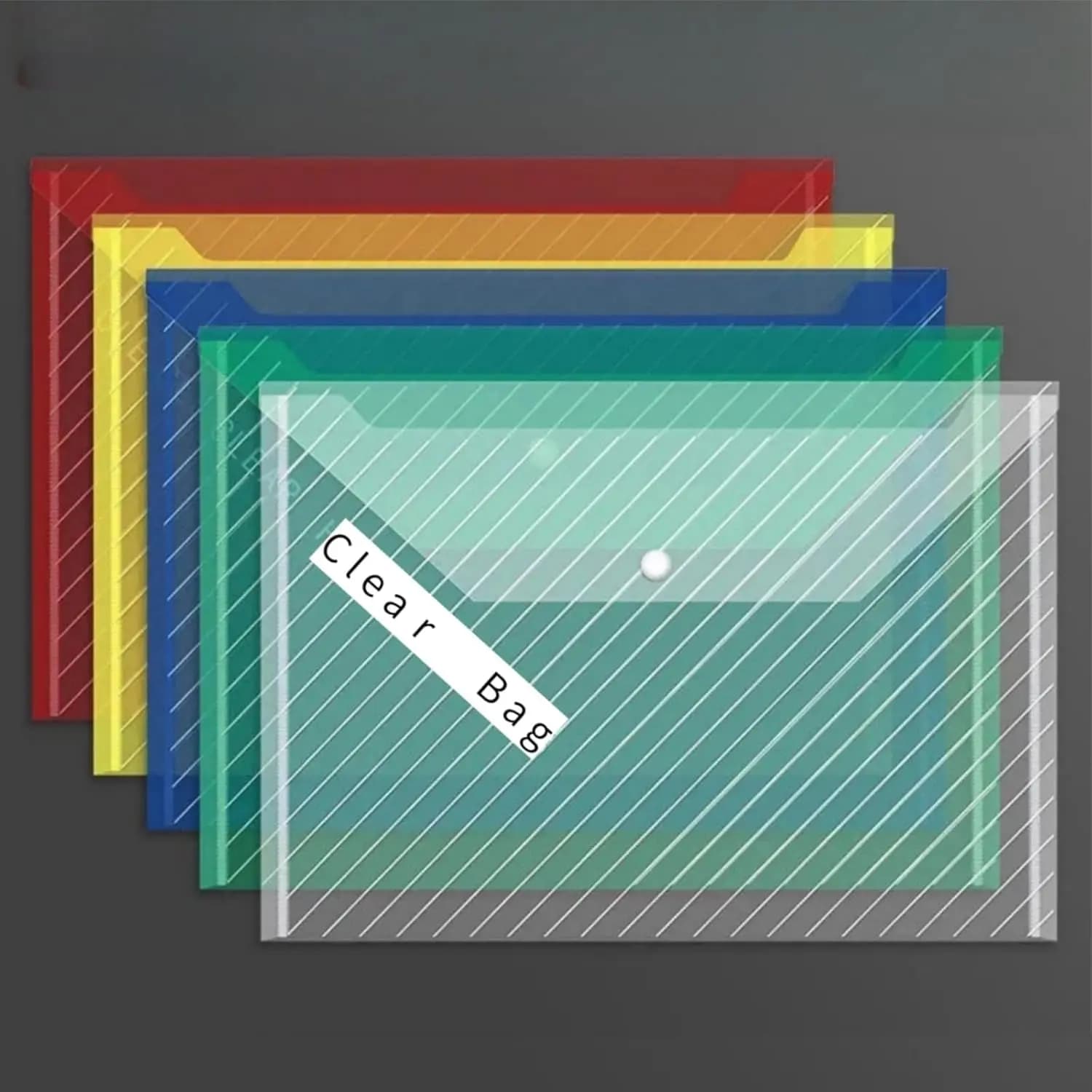 Confezione da 5 cartelle buste in plastica, cartelle di plastica per documenti, formato lettera A4, buste di file per casa, ufficio