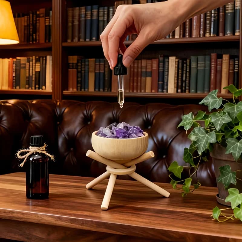 Diffusore di aromaterapia in cristallo Supporto in legno Diffusore di oli essenziali a forma di ciotola Fragranza per la casa Decorazione per meditazione yoga Toolgift