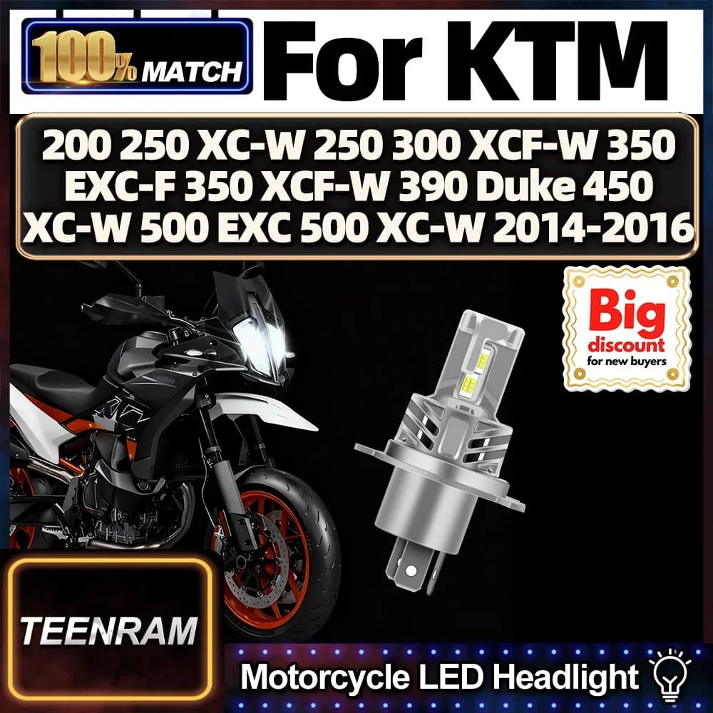 Faro per Moto Roadsun per KTM 200 250 XC-W 250 300 XCF-W 350 EXC-F 350 XCF-W 390 Duke 450 XC-W 500 EXC 500 XC-W 2014-2016