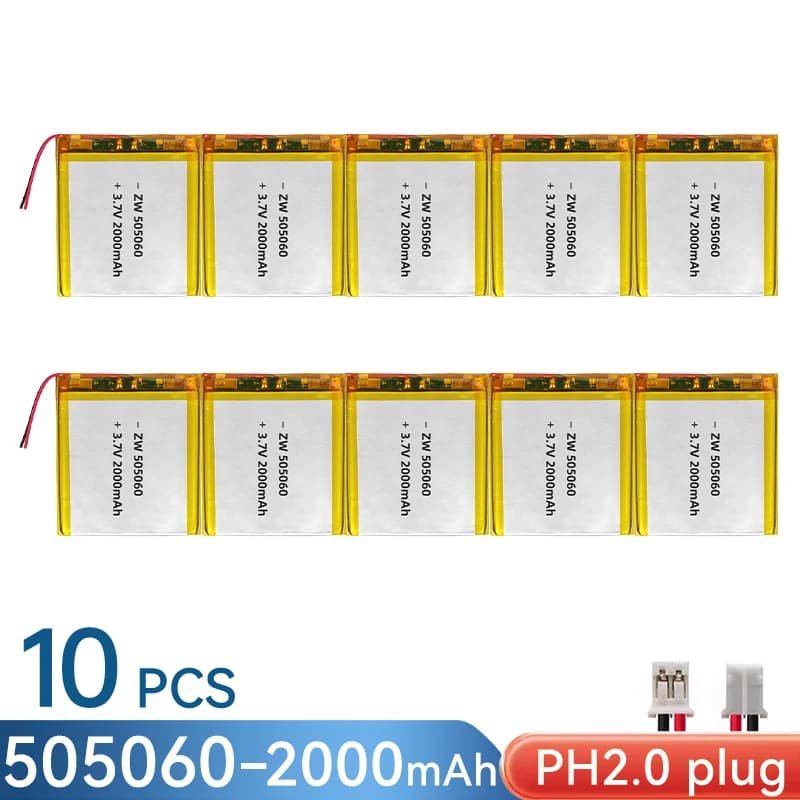 High Capacity 505060 2000mAh 3.7V Li-Polymer Battery for Bluetooth Headset POS GPS Power Bank Interphone