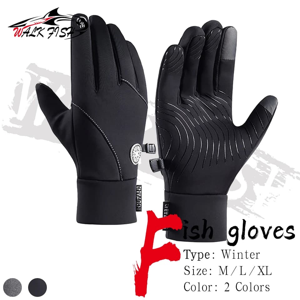 WALK FISH winter anti-slip fishing gloves Outdoor Athletic Touchscreen resistant to abrasion hot padded Fitness cycling race