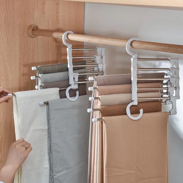 Multi-Layer Pants Hanger Magic Traceless Clothes Hanger Home Use Storage Organizer Closet Essential Plastic Foldable Hanger