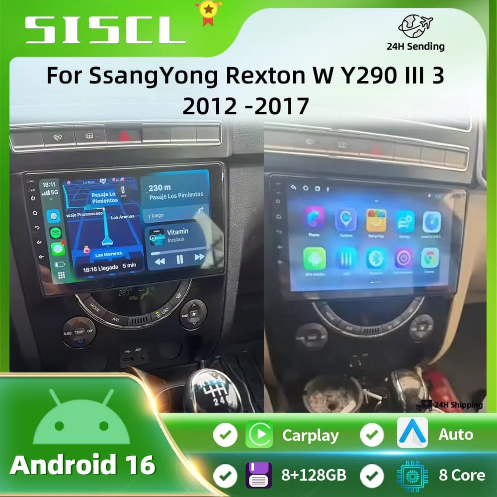 Autoradio Android 16 per SsangYong Rexton Y450 Y400 Musso 2 2018-2021 con Navigatore GPS e CPU ad Alte Prestazioni