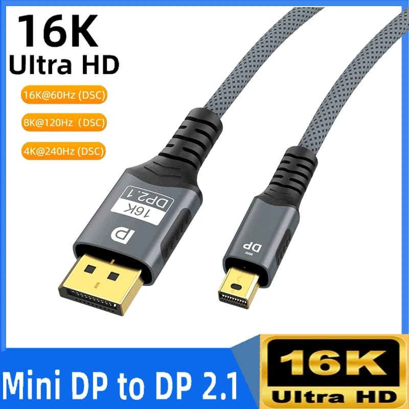Mini DP cable to DisplayPort 16K Two-way transmission cable DP2.1 16K@60Hz 8K@120Hz for MacBook Air projector