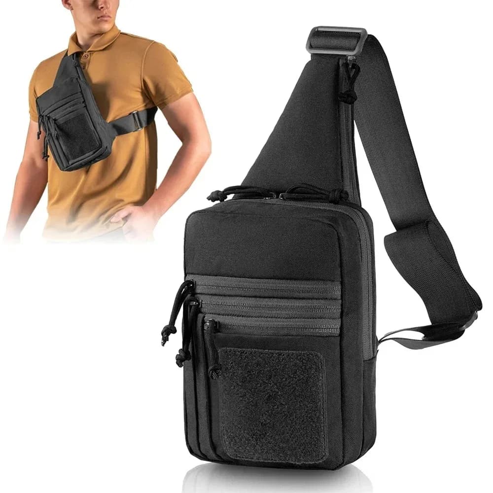 Tactical shoulder bag, mesh, hidden transport, shoulder strap, shoulder bag, suitable for hunting, camping, travel, tourism