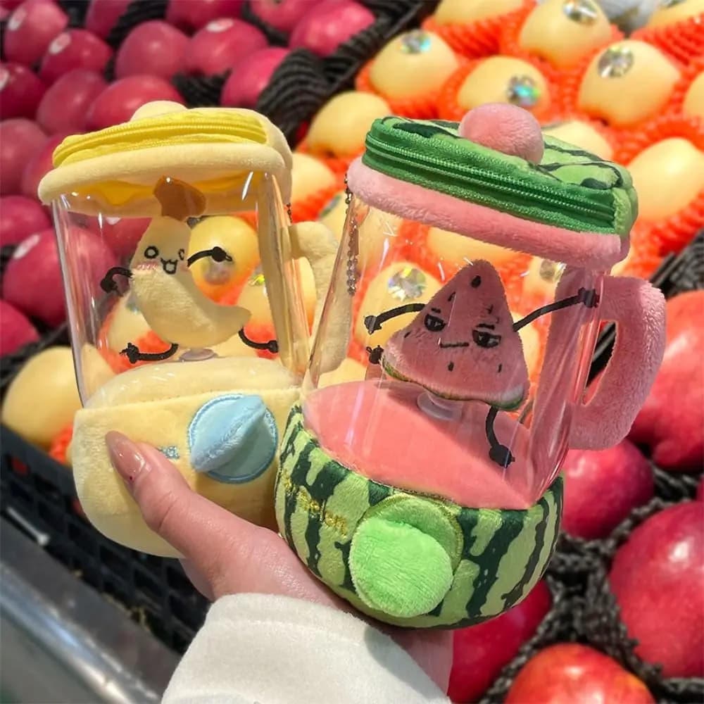 Cartoon Frutta Spremiagrumi Peluche Coulisse Rotante Borsa Pendenti Peluche Ripiene Giocattoli Anguria/Arancio/Banana Frullatore Giocattolo