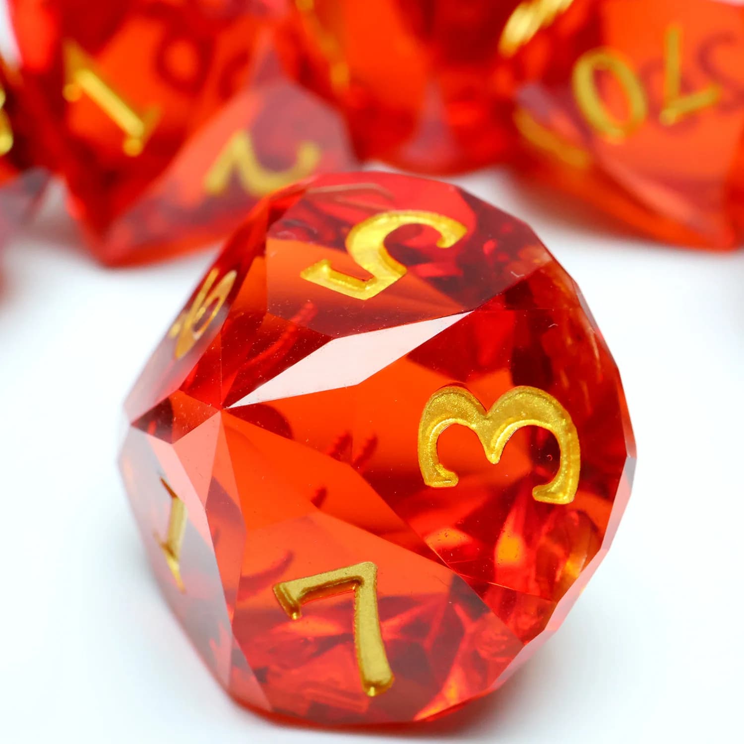 Set di Dadi Poliedrici RPG in Resina Rossa Artigianale, Taglio Diamante, per Dungeons and Dragons - Rosso RD