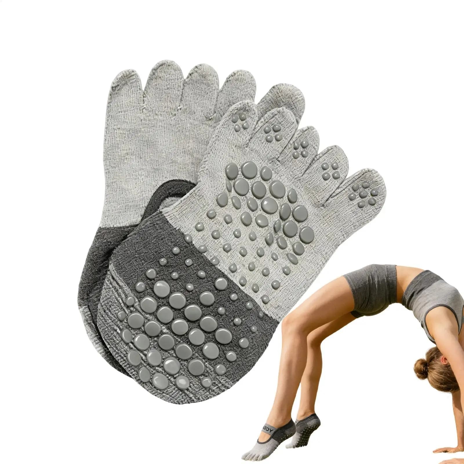 Pilates Grip Socks Low-Cut Non Slip Breathable Soft Workout Finger Socks For Pilates For Gym Home Hospital Floor Basketball