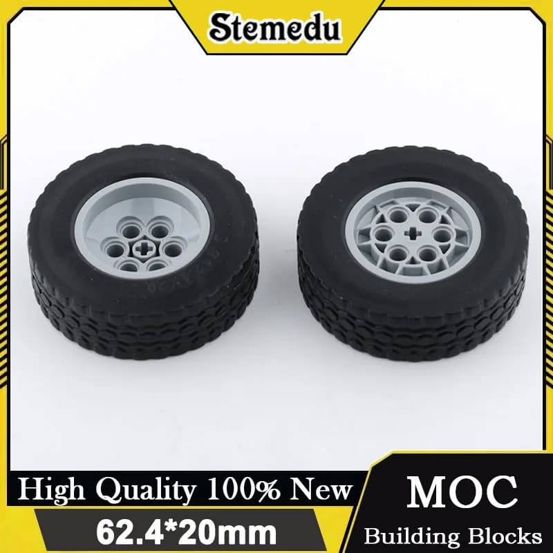 Pneumatico per ruota auto + mozzo ruota 62,4*20mm compatibile con Legoeds 32019+86652