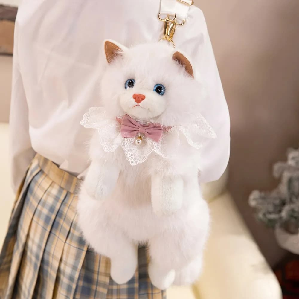 Zaino per gatti con burattini simulati super realistici Animali di peluche Borse da scuola per gatti dei cartoni animati Borsa da viaggio per animali carini