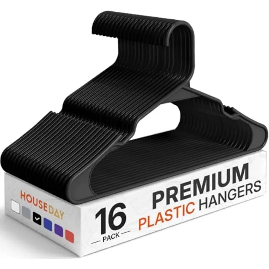 Plastic Hangers - Adult Clothes Hangers - Space Saving, Non-Slip, Durable and Sturdy Hanger with Shoulder Grooves for Closet, P