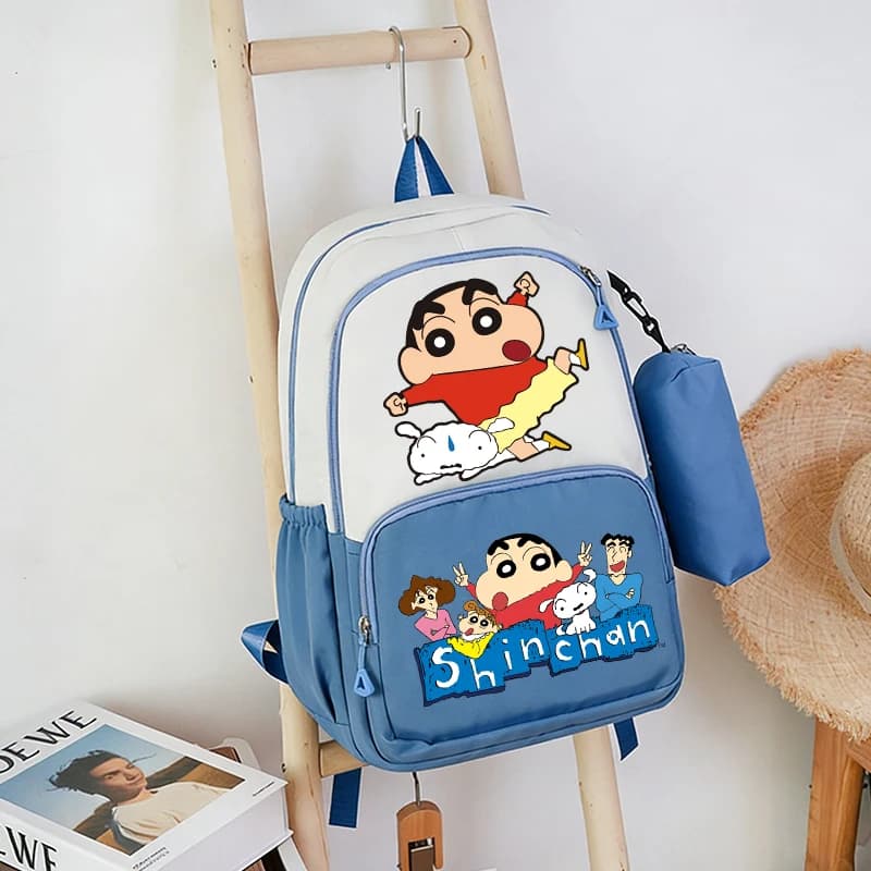 Crayon Shin-chan Boy Girl School Bag Pencil Case 2pcs Set Student Knapsack Teenager Backpack BookBag Anime Print Rucksack Gift