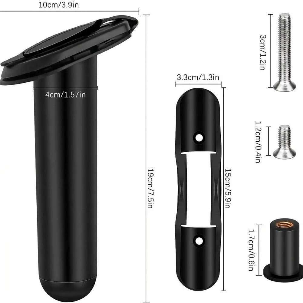 For kayak Flush Mount Rod Holder with Slanted Seat Design and Paddle Clip Assembly for Efficient Onboard Fishing Gear Management