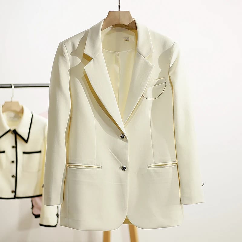 Giacca Casual da Donna XKing Primavera 2026 con Spalline in Pelliccia Sintetica, Elegante e Semplice, Manica Lunga in Poliestere, Cappotto Business