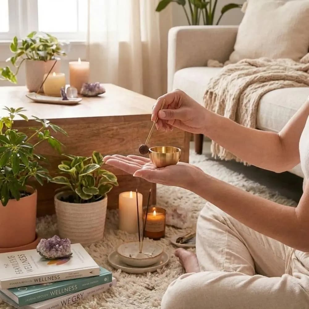Portable Mini Singing Bowl Metal Sound with Striker Essential Oil Diffuser Handmade Copper Singing Bowl Ornaments