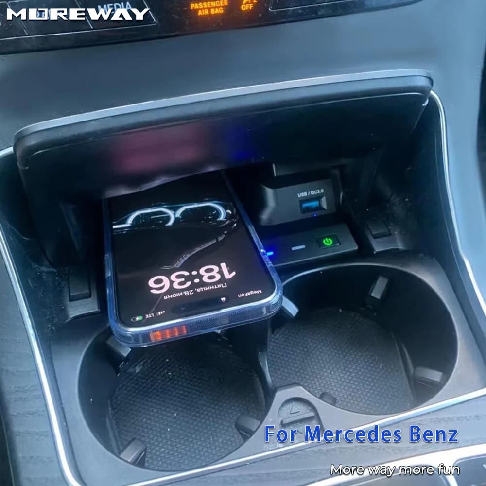 Caricatore wireless Moreway per Mercedes Benz AMG W205 C43 C63 GLC43 GLC63 X253 C/GLC, supporto per telefono con ricarica, accessorio per interni auto