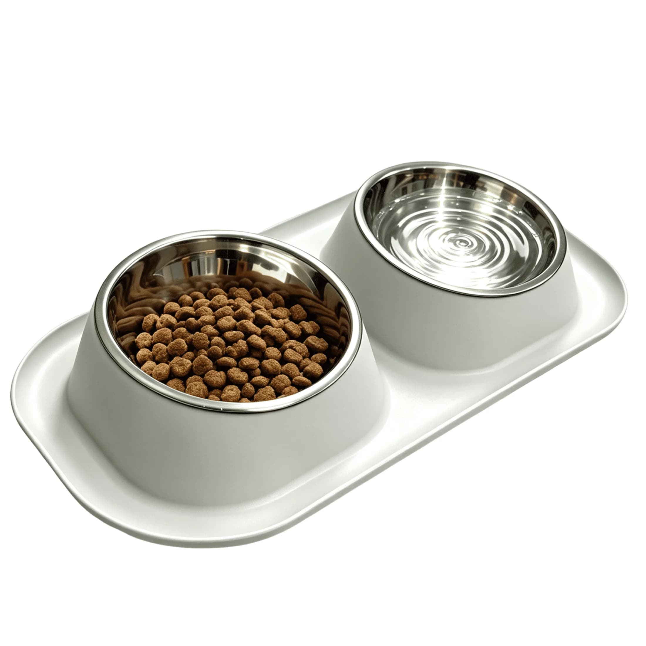 Pet Bowls, Double Cat Dog Bowls with Spill Proof Tray, Detachable Stainless Steel Raised Pet Food Water Bowl for Small Pets