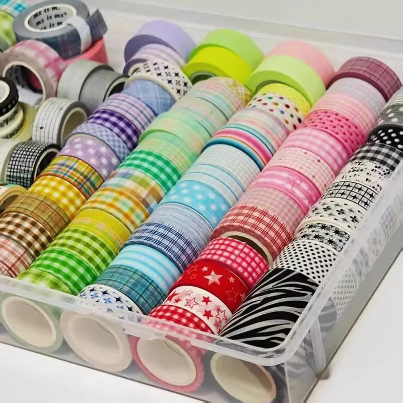 Scatola porta nastro adesivo trasparente con coperchio a ribalta, organizer per scrapbooking, espositore per rotoli di nastro adesivo, contenitore da scrivania.