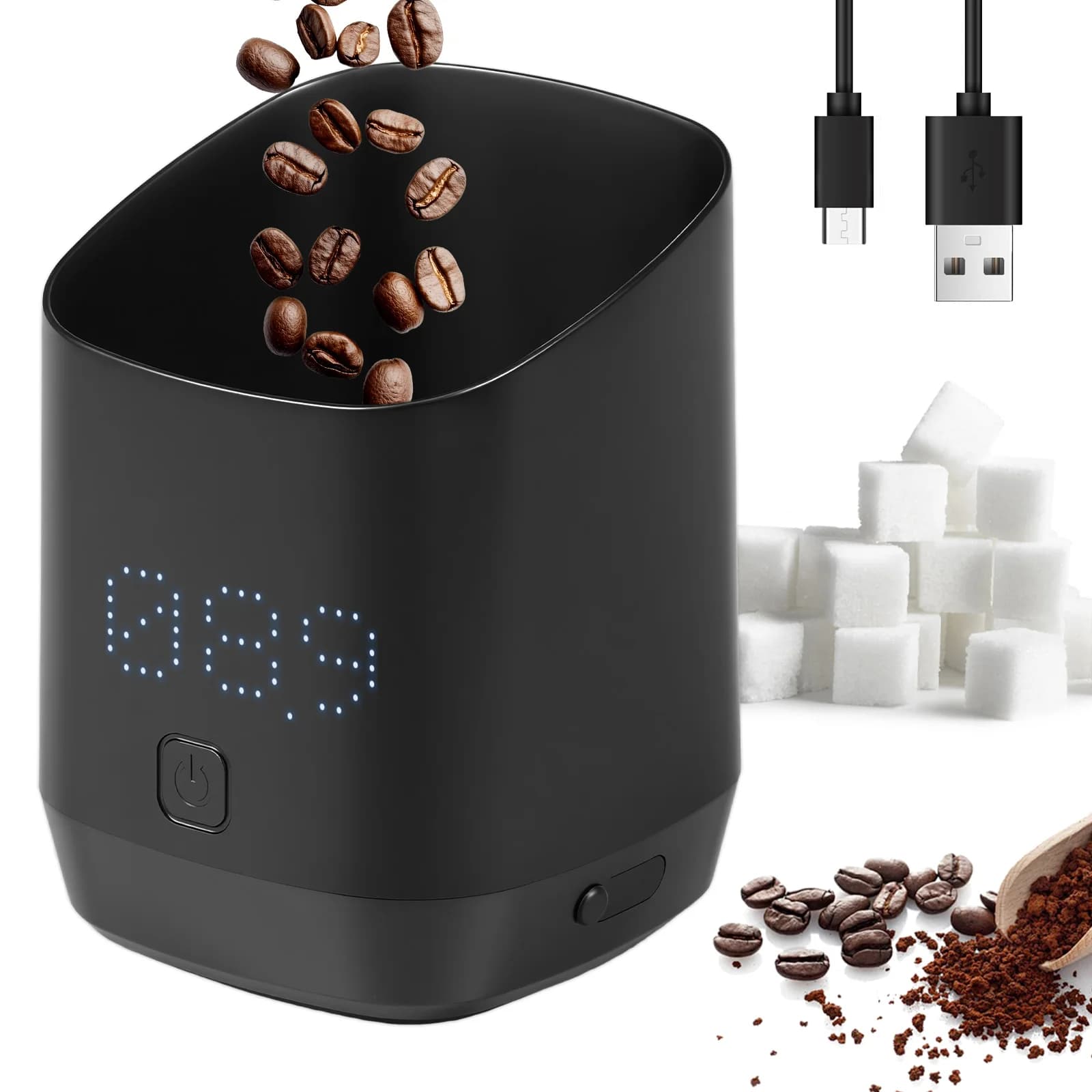 Bilancia Elettronica per Caffè, Tazza Dosatrice Digitale per Chicchi di Caffè con Display LED, USB, Alta Precisione, Misuratore per Espresso, Facile da Pulire