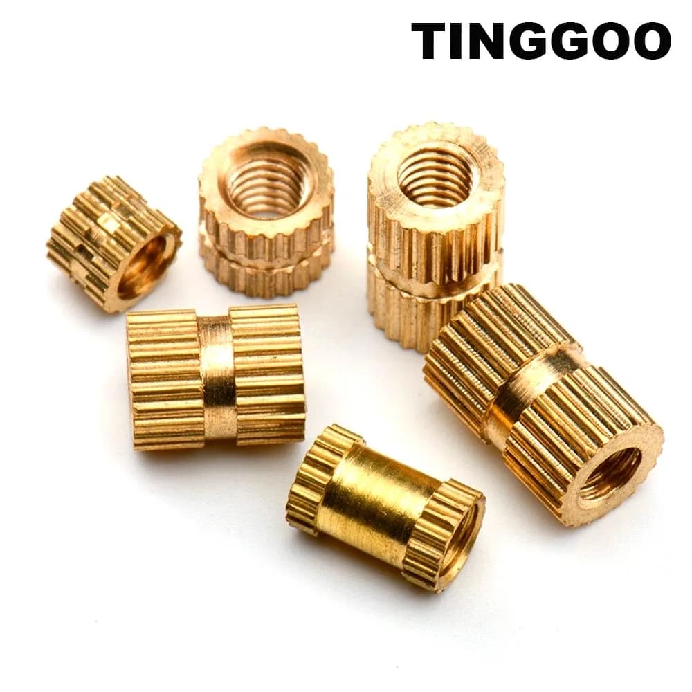 10 pezzi UNC UNF 4 # 6 # 8 # 10 # Dado inserto incorporato zigrinato per stampaggio ad iniezione adesivo termofusibile in rame ottone massiccio 1/4 per stampante 3D