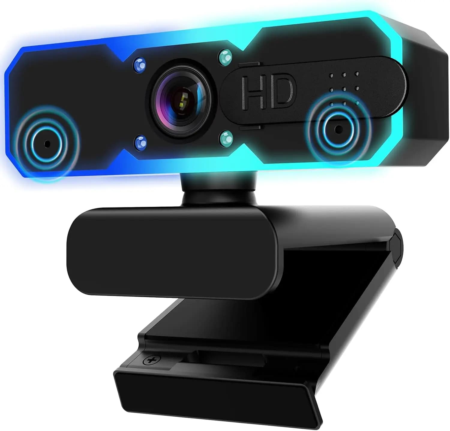 Webcam per Streaming 1080P 60FPS con Microfono e Luce RGB, Autofocus per PC/Laptop/Mac