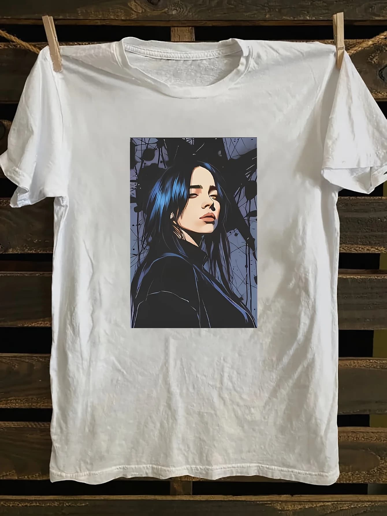 T-shirt con stampa Billie Blake e icona della cultura pop, manica corta, girocollo, top casual, t-shirt da uomo per l'estate
