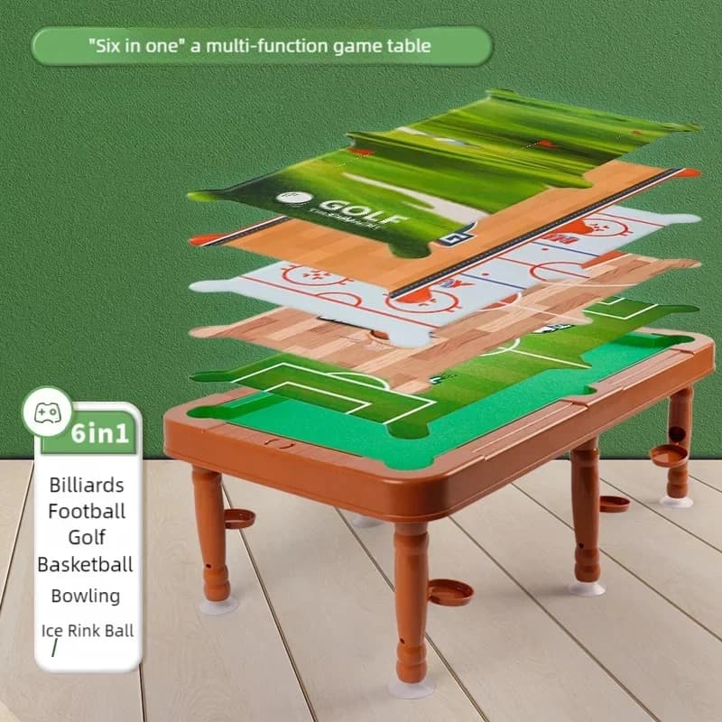 Giochi per feste multigiocatore Giocattoli 6 in 1 Biliardo funzionale Calcio da biliardo Basket Amici Giochi interattivi con la palla Set di giocattoli da tavolo