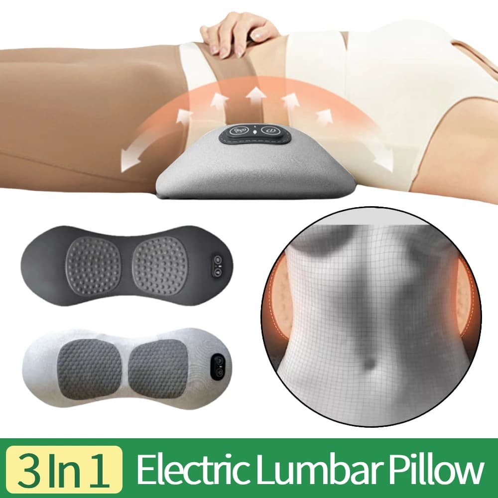 Cuscino Elettrico 3 in 1 per Supporto Lombare con Altezza Regolabile, Cuscino per Supporto Schiena con Calore, Cuscino per Zona Lombare