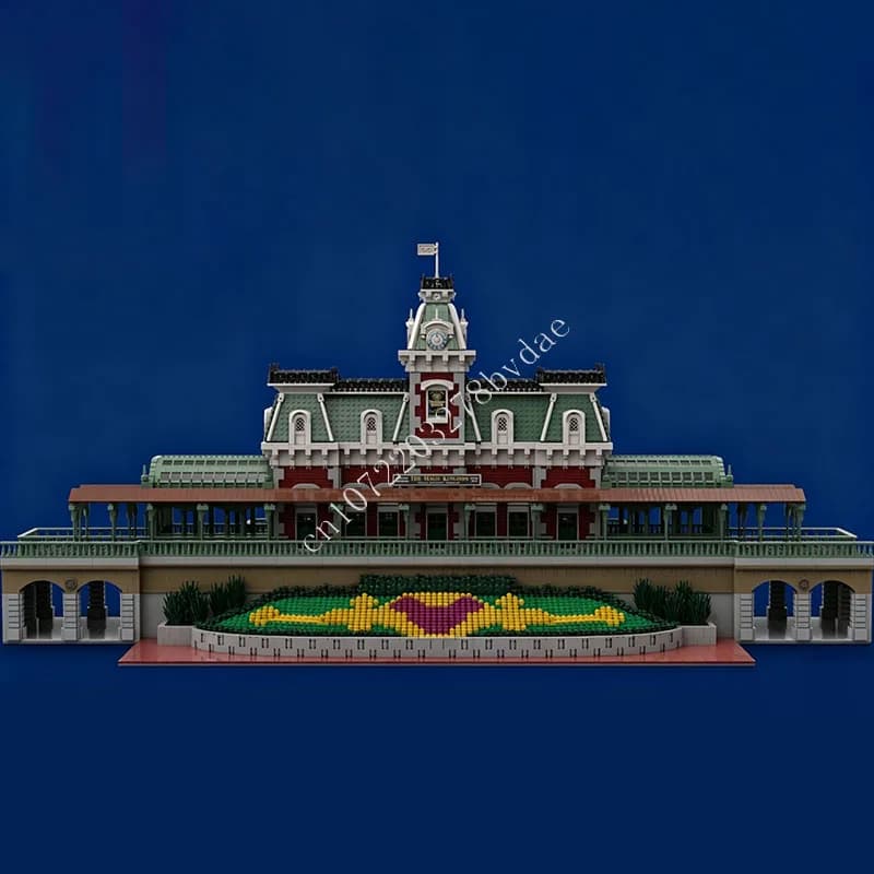 19606 PCS Main Street Railroad Station Building Blocks Modular Architecture Model Assembly Education Toy for Decoration Gift