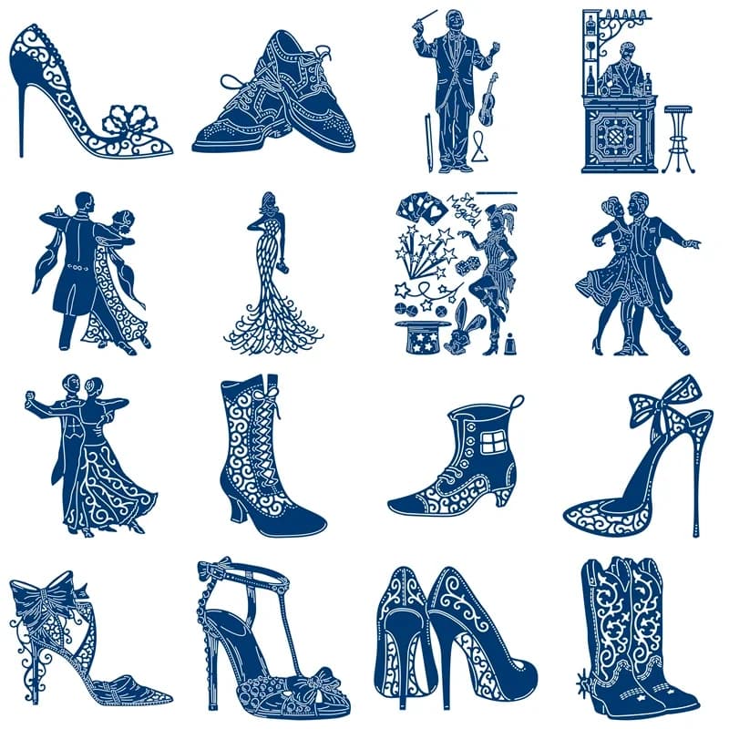 2023 Fustelle Metalliche Natalizie Traforate in Pizzo, Tacchi Alti e Stivali da Ballerina, per Scrapbooking e Creazioni Artigianali, Senza Timbri