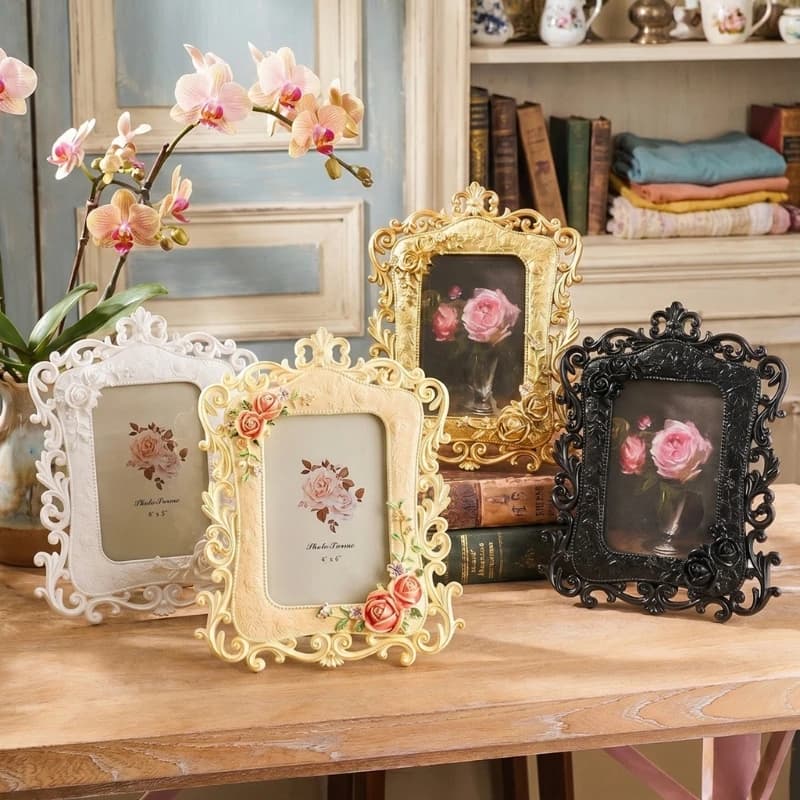 Retro Picture Frame,Mini Antique Ornate Photo Frame for Tabletop Wall Display,Old Fashioned Photo Gallery Art Decors B03E