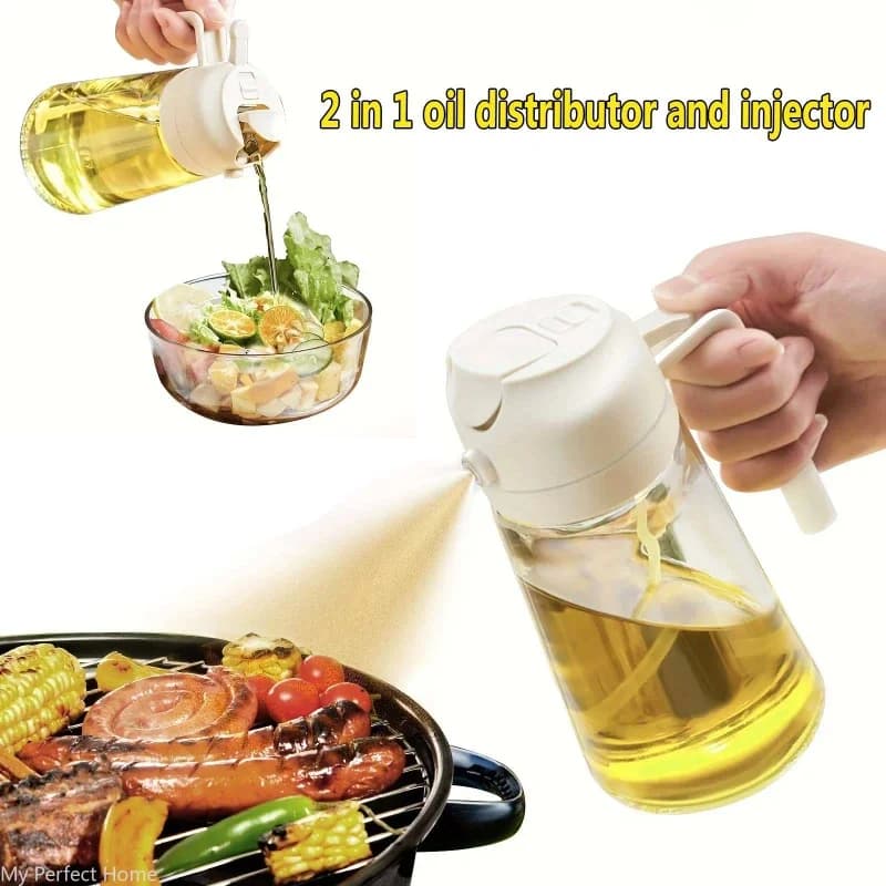 Kitchen oil sprayer 2 in 1 500 ml plastic, olive oil spray bottle, oil dispenser, barbecue, oven cooking, roasting, picnic, kitchen utensils