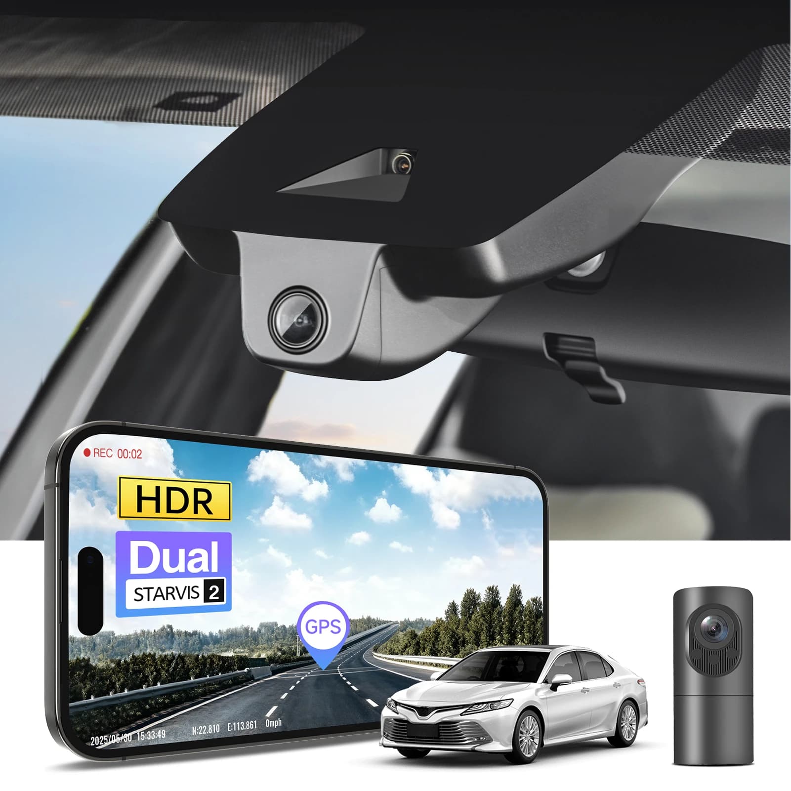 Dash Cam Mangoal STARVIS 2 with 4K Sensor for Toyota Camry Hybrid (A/B/C Model) 2018-2026, Car Camera with WiFi 5GHz, APP and GPS Recorder