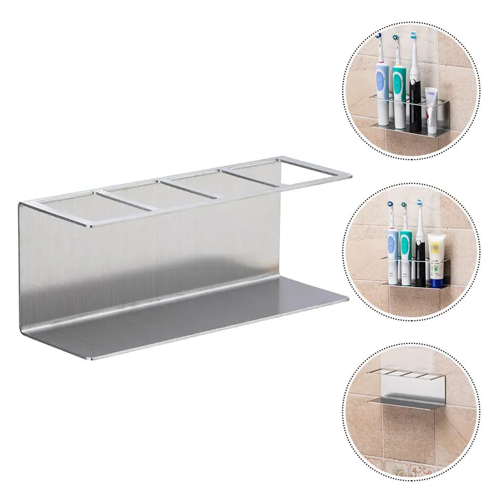 Portaspazzolino elettrico in acciaio inossidabile con 4 slot, supporto per spazzolino autoadesivo impermeabile per l'arredamento moderno del bagno